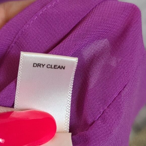 Banana Republic Petite 00P Tie Neck SILK Purple Party Dress Sleeveless Shift - Picture 9 of 10